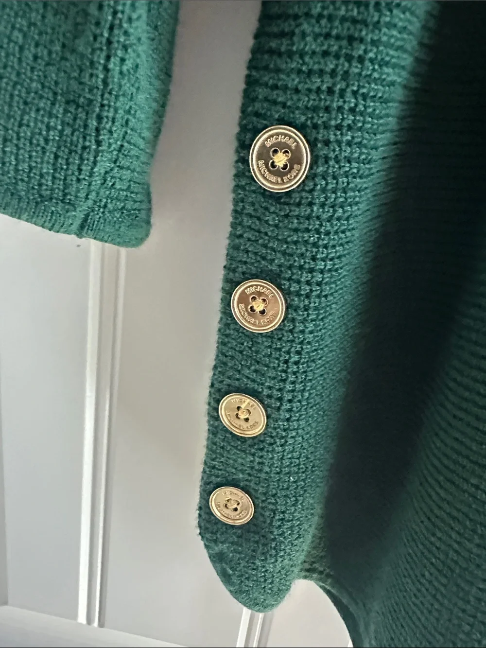 Michael Kors Dark Green Knit Sweater with Gold Logo Tag